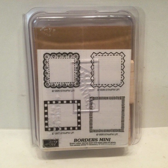 Stampin' Up! "BORDERS MINI" Wood Rubber Stamp Set 1995 Vintage New Unmounted - Picture 1 of 3